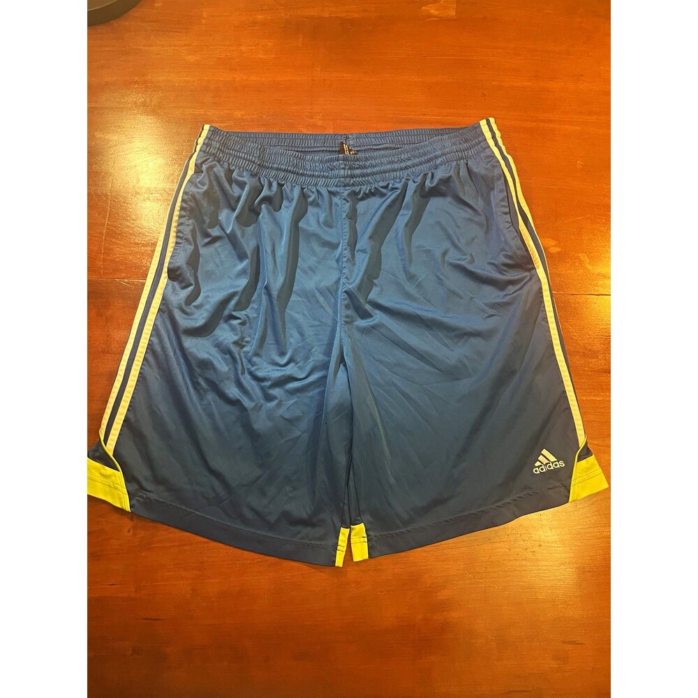 adidas ClimaLite Men's Athletic Shorts XL Blue Yellow White Flaws